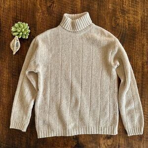 Steve & Barry’s | Y2K Wool Blend Ribbed Beige Turtleneck Sweater, Size S